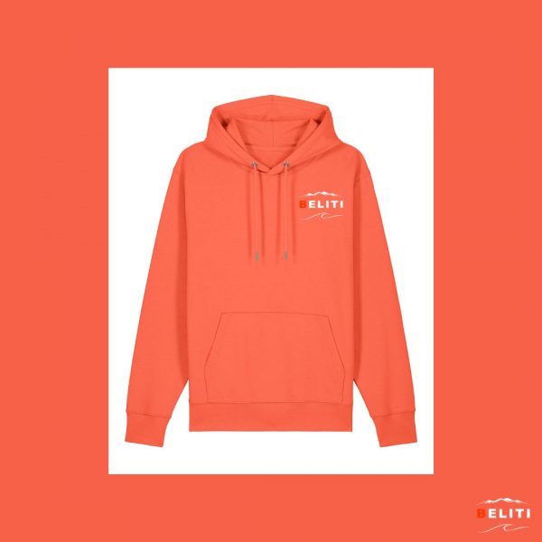 SWEAT A CAPUCHE SAUMON COTON BIO