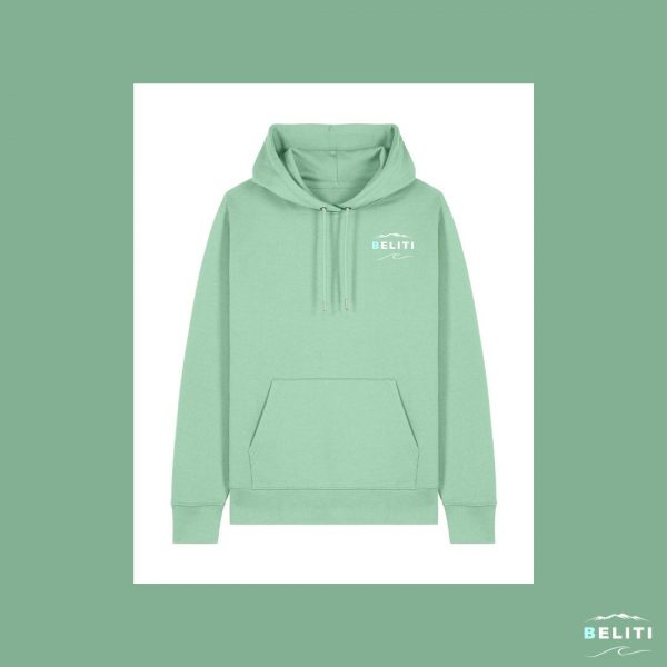 SWEAT A CAPUCHE VERT PASTEL COTON BIO