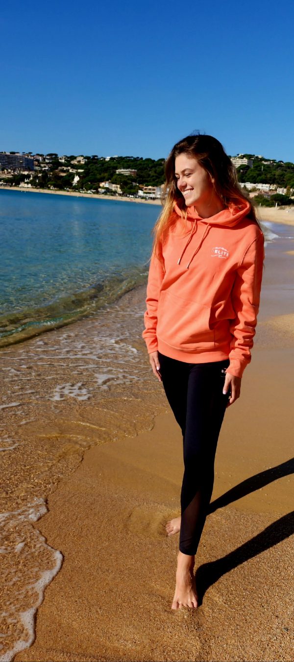 SWEAT A CAPUCHE SAUMON COTON BIO